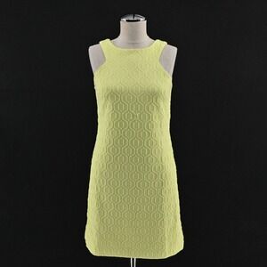 Lilly‎ Pulitzer Mango Shift Dress Womens Size XS Yellow Mod Retro Knit Jacquard